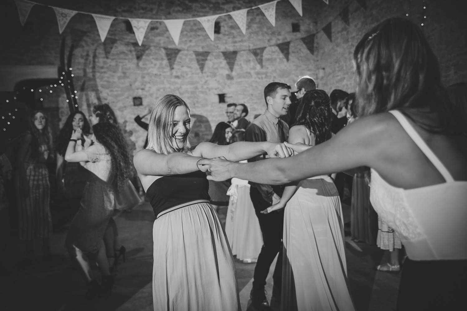 People dancing during a wedding party.
