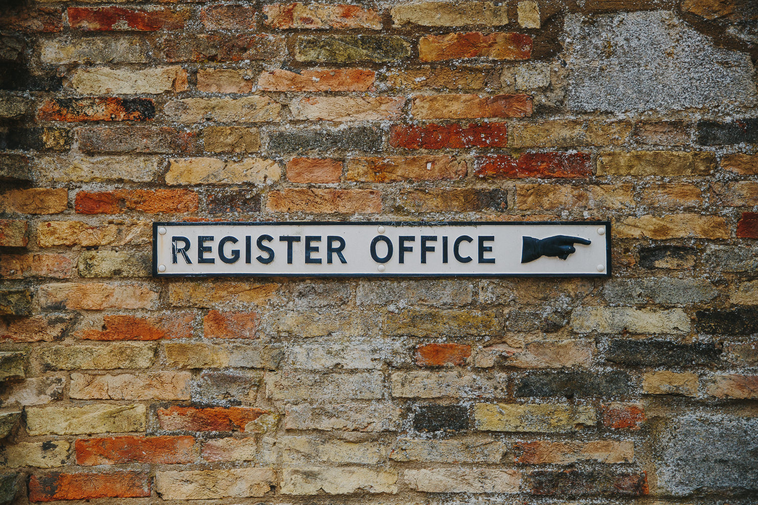 Sign stating "registry office" at Ely Registry Office.