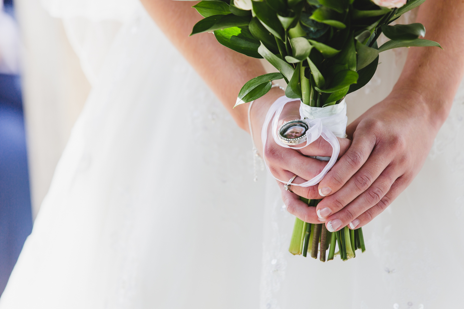 Locket on bridal bouquet