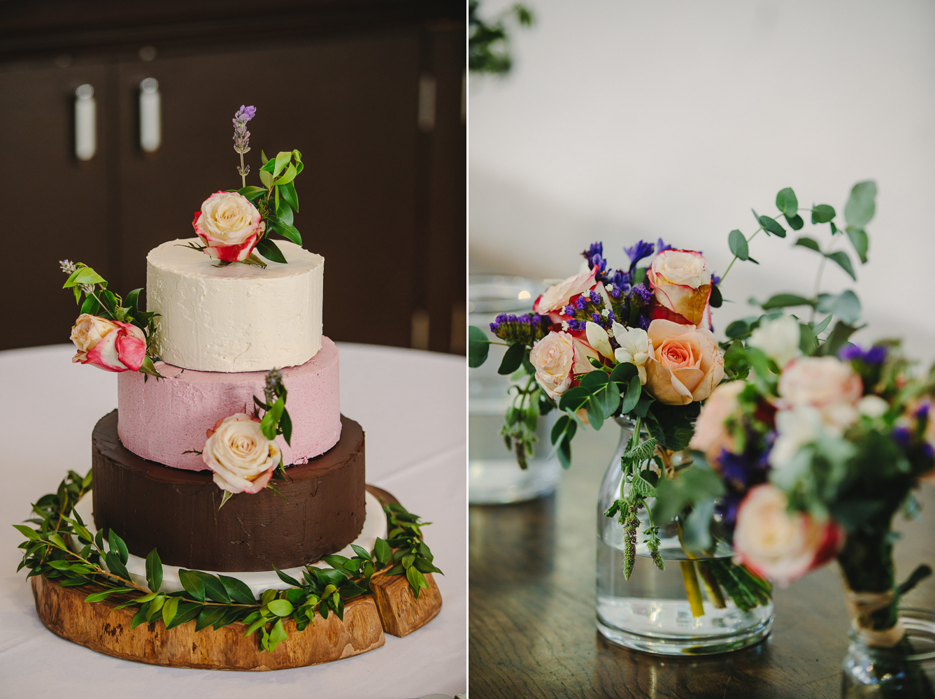 Wedding cake and wedding flowers