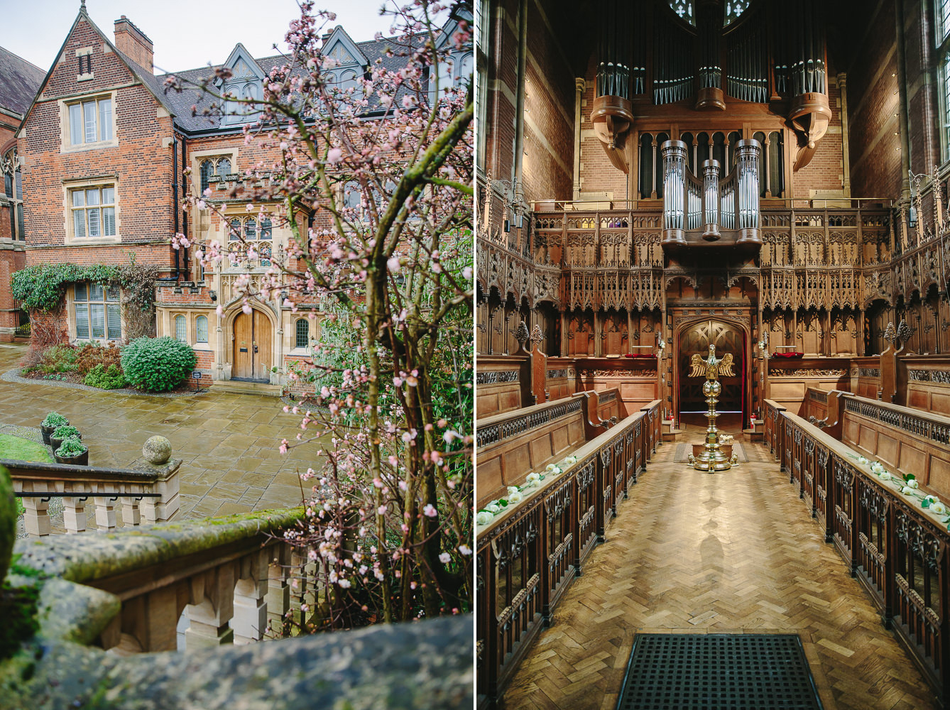 The Masters lodge and chapel interior at Cambridge University Selwyn College